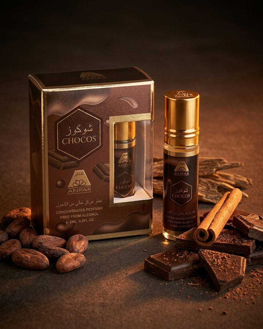 ANFAR CHOCOS Premium Concentrated Perfume Oil Roll On | Pack of 6 x 6ml | Long Lasting | Non Alcoholic Attar